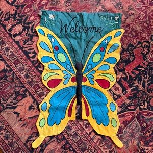 Large Garden Flag Butterfly Shaped Flowers Colorful Summer Home Decor Fairy‎